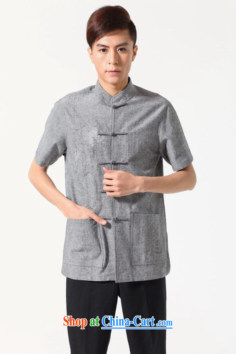 An Jing summer new short-sleeved Chinese Chinese improved smock large, male, for embroidered cotton the Chinese shirt M 0052 light gray XXL (160 - 175 ) jack pictures, price, brand platters! Elections are good character, the national distribution, so why buy now enjoy more preferential! Health