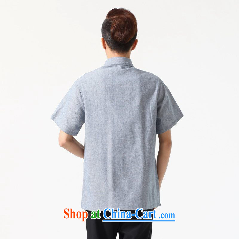 An Jing summer new short-sleeved Tang with Chinese improved smock the code and replace the collar embroidered cotton the Chinese shirt M 0052 light gray XXL (160 - 175 ) jack, an Jing, shopping on the Internet