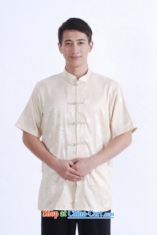 Jing An older Chinese men and summer and satins for Chinese men short-sleeved larger male smock 9 has the T-shirt M 0017 beige M (100 - 120 ) jack pictures, price, brand platters! Elections are good character, the national distribution, so why buy now enjoy more preferential! Health
