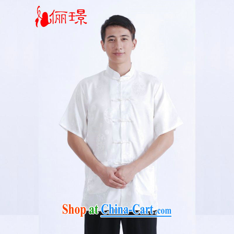 Jing An older Chinese men and summer, for China wind Chinese men short-sleeve larger male M 0015 white XXXL _180 - 210 jack