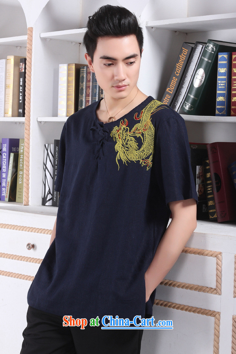 Jing An older Chinese men and summer round-collar linen embroidered Chinese Dragon Chinese men's short-sleeved larger male 2397 - 1 hidden cyan XXXL (recommendations 180 - 210 Jack pictures, price, brand platters! Elections are good character, the national distribution, so why buy now enjoy more preferential! Health