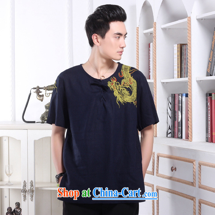Jing An older Chinese men and summer round-collar linen embroidered Chinese Dragon Chinese men's short-sleeved larger male 2397 - 1 hidden cyan XXXL (recommendations 180 - 210 Jack pictures, price, brand platters! Elections are good character, the national distribution, so why buy now enjoy more preferential! Health