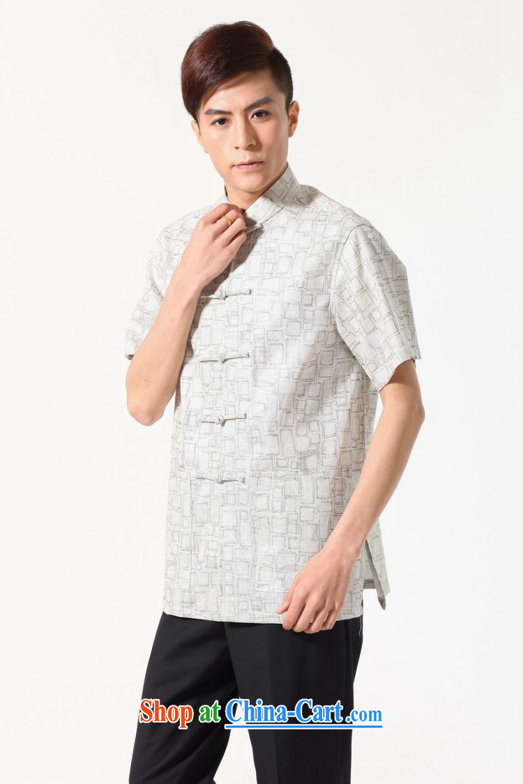 Floor is floor middle-aged men's new summer new short-sleeved Chinese Chinese improved smock men, cotton for the short-sleeved shirt M 0054 white XXXL pictures, price, brand platters! Elections are good character, the national distribution, so why buy now enjoy more preferential! Health