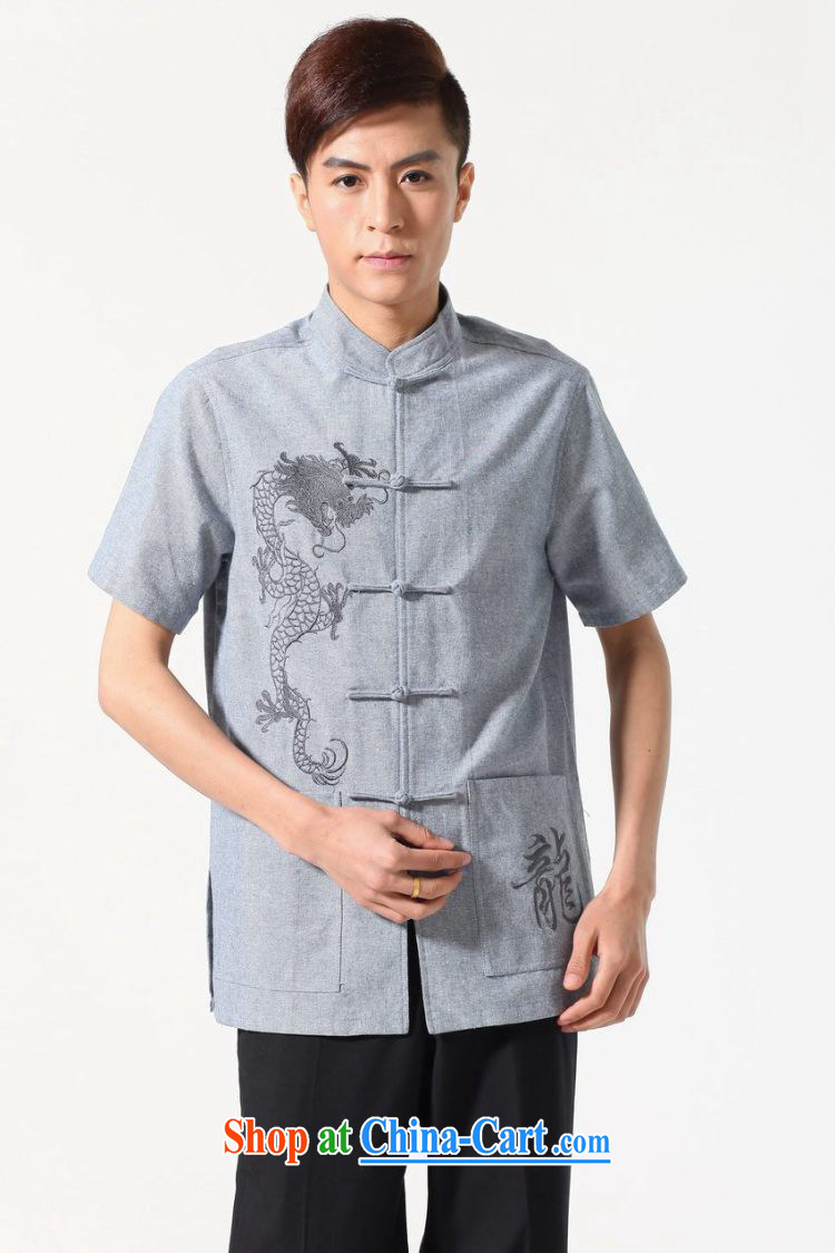 Floor is floor men new summer short-sleeve and collar embroidered tray snaps Chinese improved the code Chinese shirt and smock-A dark gray XXXL pictures, price, brand platters! Elections are good character, the national distribution, so why buy now enjoy more preferential! Health