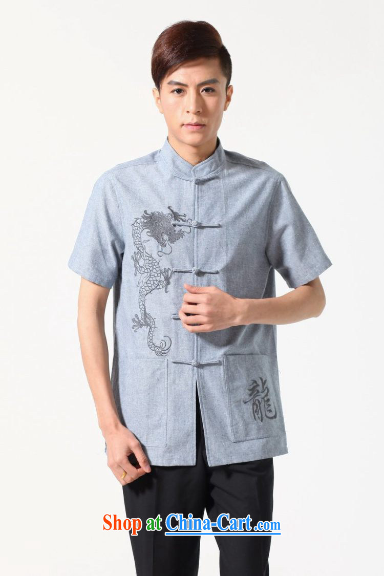 Floor is floor men new summer short-sleeve and collar embroidered tray snaps Chinese improved the code Chinese shirt and smock-A dark gray XXXL pictures, price, brand platters! Elections are good character, the national distribution, so why buy now enjoy more preferential! Health