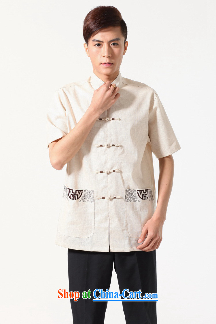 Floor is floor middle-aged men's new summer, short-sleeved embroidered large code Chinese improved Chinese male - A gray XXXL pictures, price, brand platters! Elections are good character, the national distribution, so why buy now enjoy more preferential! Health