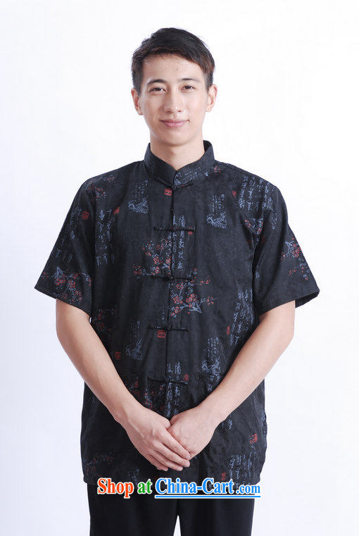 Floor is still building his father with new summer short-sleeve and collar-tie stamp the code men Chinese improved Chinese shirt and black XXXL pictures, price, brand platters! Elections are good character, the national distribution, so why buy now enjoy more preferential! Health