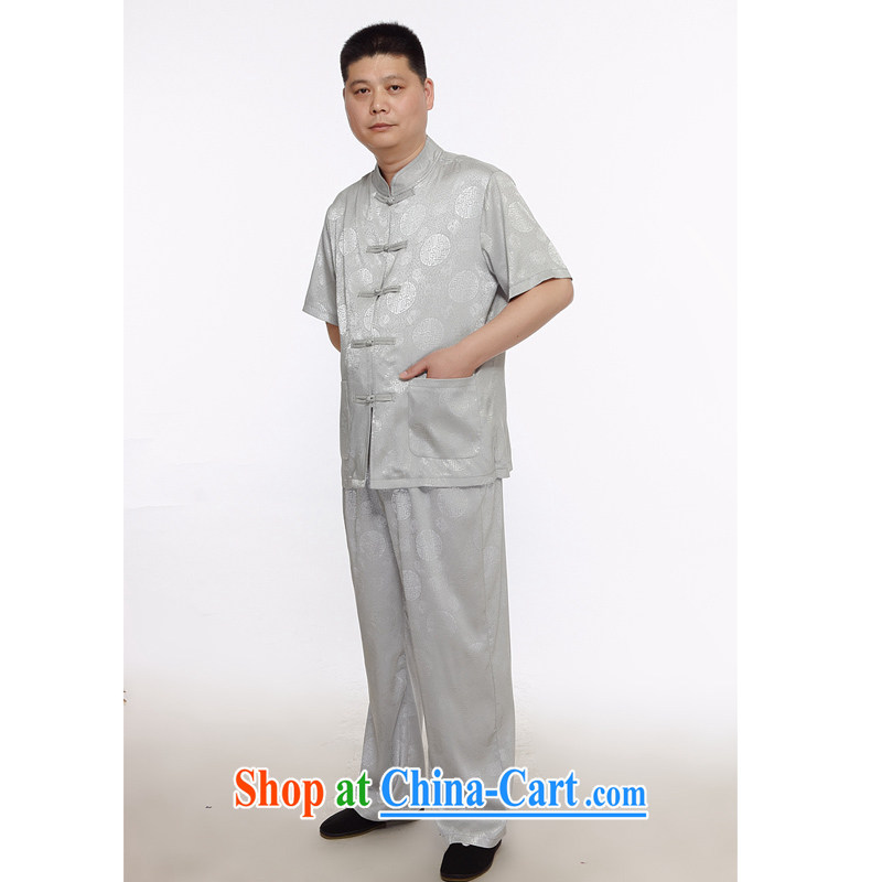 The chestnut Mouse middle-aged and older Chinese men and older persons summer With Grandpa men short-sleeve packaged Ethnic Wind father with gray 175_2 XL