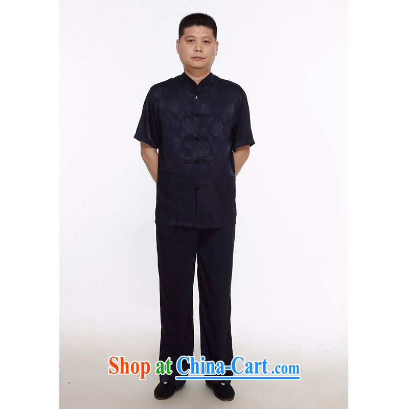 The chestnut mouse men Chinese men and set short-sleeved middle-aged and older Chinese men and Summer Package old Tang package black 175/2 XL, the chestnut mouse (JINLISHU), shopping on the Internet