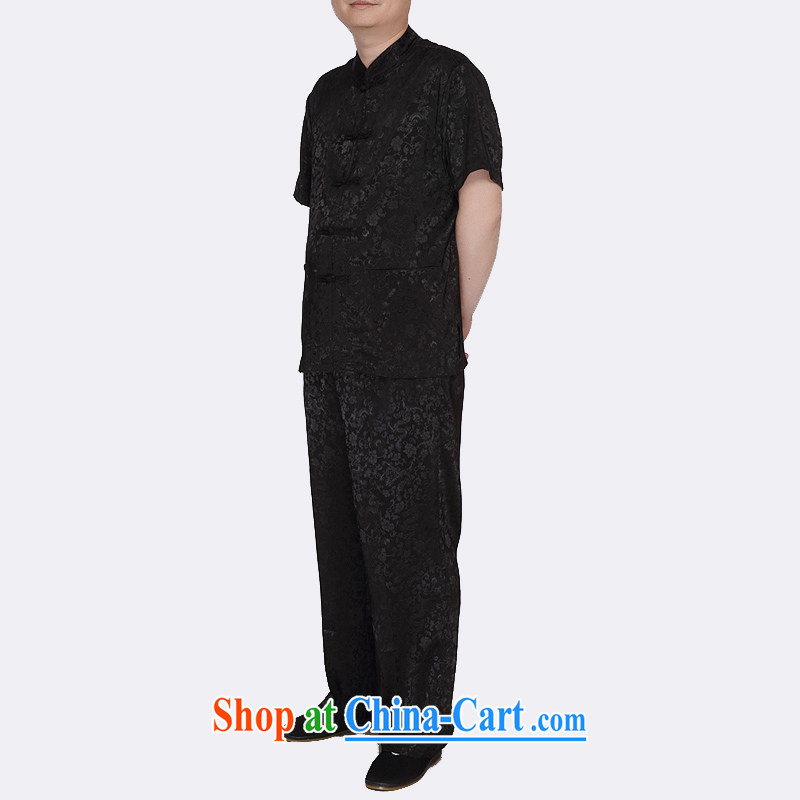 The chestnut mouse new, elderly in summer wear men Tang on a short-sleeved Kit XL national costume black 175/2 XL, the chestnut mouse (JINLISHU), shopping on the Internet