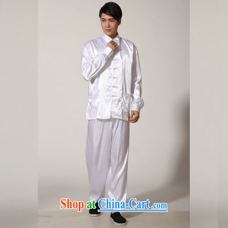 Miss Au resulted in older Chinese men and spring and summer, for silk long-sleeved Kit Chinese men kung fu Kit Tai Chi uniforms M 0048 white XXL (recommendation 160 - 185 jack), an Jing, shopping on the Internet