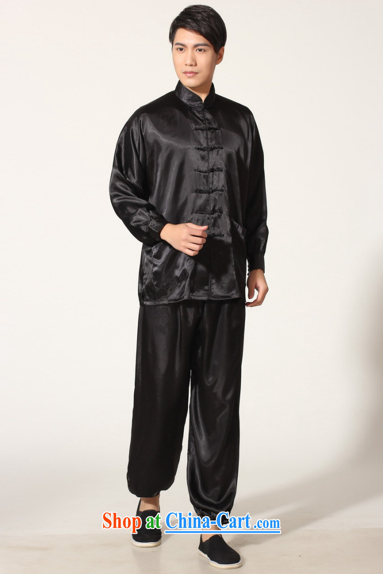 Jing An older Chinese men and spring and summer, for silk long-sleeved Kit Chinese men kung fu Kit Tai Chi uniforms M 0048 - A black M (100 - 120 ) jack pictures, price, brand platters! Elections are good character, the national distribution, so why buy now enjoy more preferential! Health