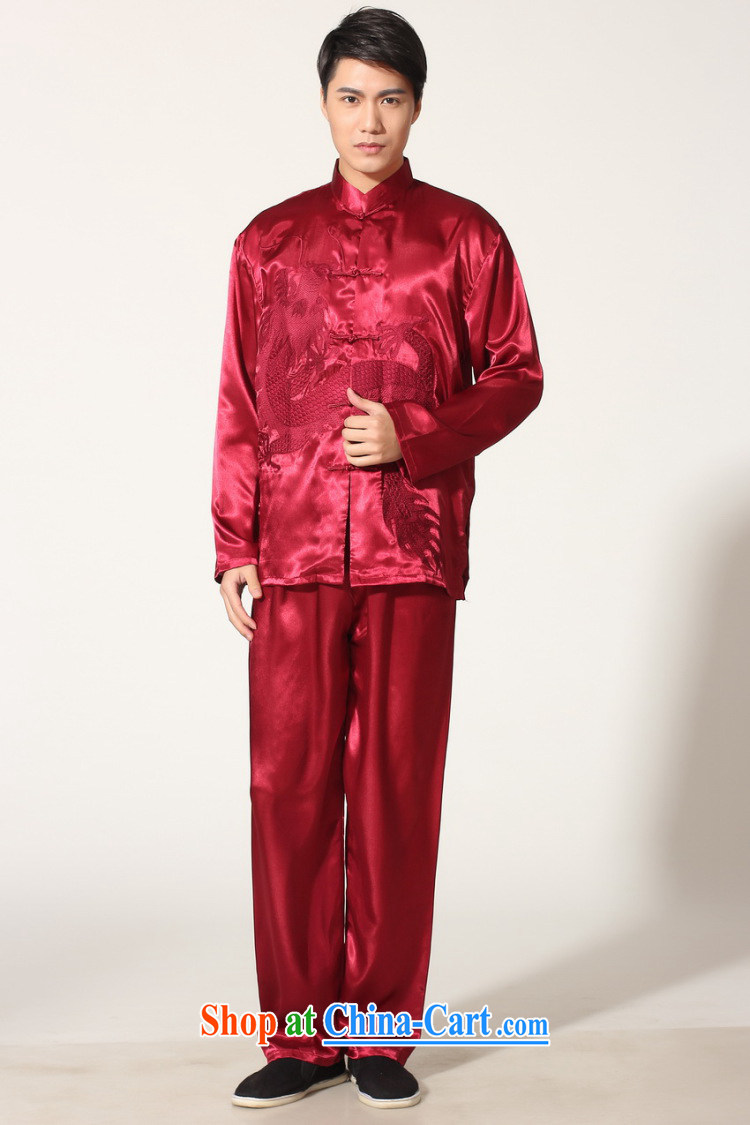 Jing An older Chinese men and summer, for silk embroidered Chinese Dragon Chinese men's long-sleeved package the code men's kung fu Kit XL M 146 0013 wine red M (100 - 120 ) jack pictures, price, brand platters! Elections are good character, the national distribution, so why buy now enjoy more preferential! Health