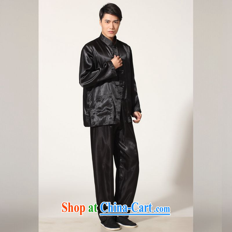 Miss Au resulted in older Chinese men and spring and summer, for silk long-sleeved Kit Chinese men kung fu Kit Tai Chi uniforms QB M 146 3010 black XXL (recommendations 180 - 210 jack), an Jing, shopping on the Internet