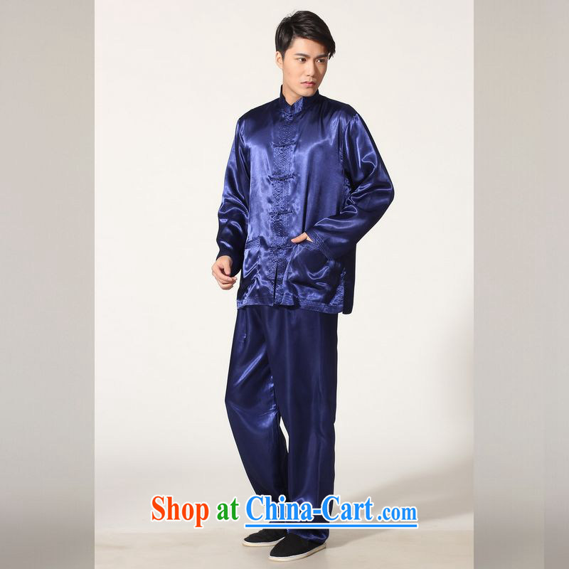 Miss Au resulted in older Chinese men and spring and summer, for silk long-sleeved Kit Chinese men kung fu Kit Tai Chi uniforms QB M 146 3012, Cyan XXL (180 - 210 ) jack, an Jing, shopping on the Internet