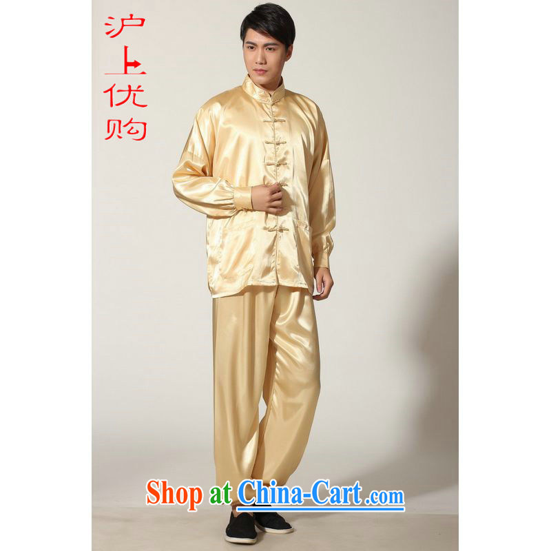 Shanghai, optimizing Pre-IPO Share Option Scheme, elderly Chinese men and summer, for silk men's long-sleeved Kit larger male martial arts package - D gold L recommendations 140 - 155 jack