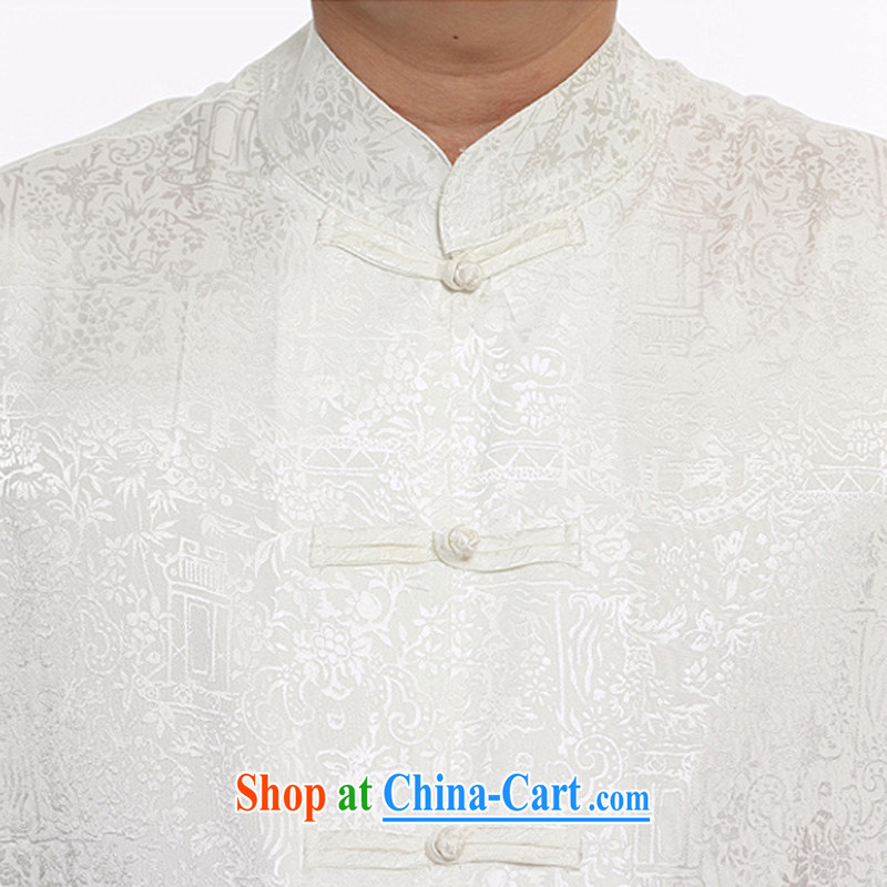 The chestnut mouse China wind Tang in older men leisure summer short-sleeved men's shirt, his father on the River During the Qingming Festival package black 175/2 XL, the chestnut mouse (JINLISHU), shopping on the Internet