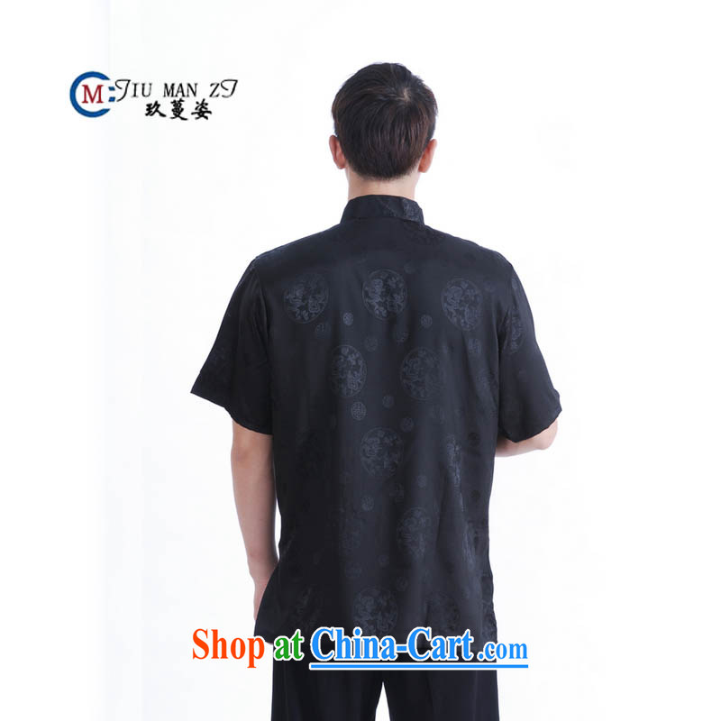 Ko Yo vines into exciting and 2015 men's summer 9 has the tray for the older male Tang on short-sleeved men's national dress casual Tang black XXXL, capital city sprawl, shopping on the Internet