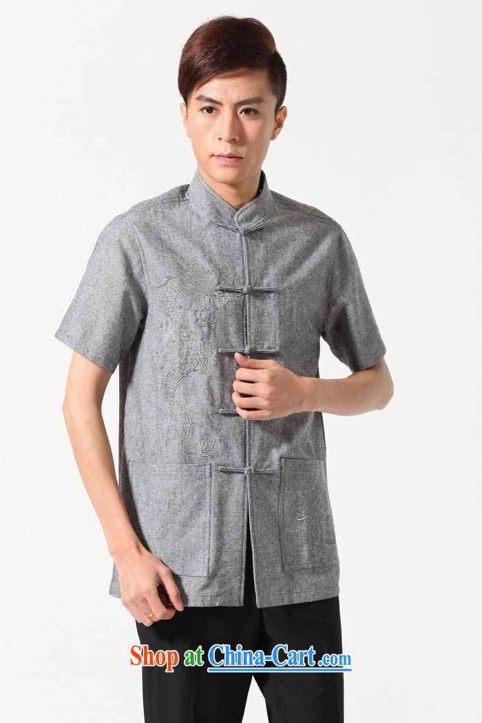 Ko Yo vines into colorful 2015 men's summer cotton Ma-tie, collar, in older men and the Tang is a short-sleeved men's national dress casual Tang replace M 0052 light gray XXXL pictures, price, brand platters! Elections are good character, the national distribution, so why buy now enjoy more preferential! Health