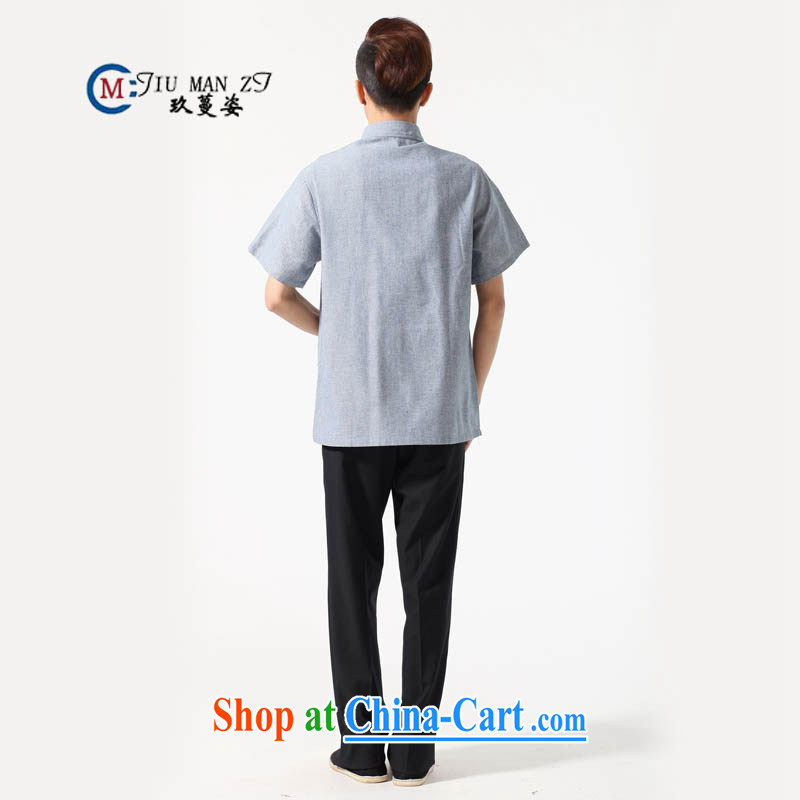 Ko Yo vines into colorful 2015 men's summer cotton Ma-tie, collar, in older men and the Tang is a short-sleeved men's national dress casual Tang replace M 0052 light gray XXXL, capital city sprawl, shopping on the Internet
