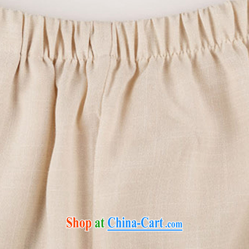 Summer is Chinese wind men's solid-colored linen short-sleeve kit, older men's summer Chinese, for half sleeve male Chinese Ethnic Wind-tie linen package white L/175, and mobile phone line (gesaxing), and, on-line shopping