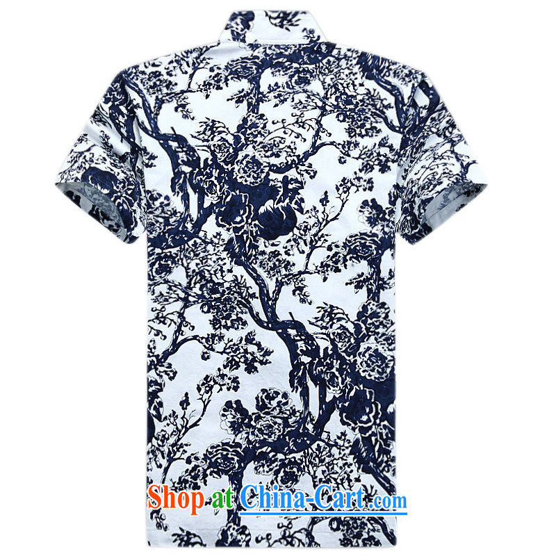 and mobile phone line colorful special offers and for leisure blue and white stamp duty Tang with Chinese characteristics the commission Cotton Men's T-shirt ethnic-Chinese Han-summer XXXL/190, and mobile phone line (gesaxing), and, on-line shopping