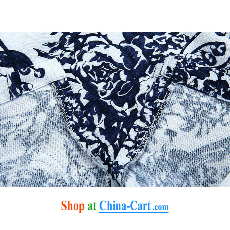 and mobile phone line colorful special offers and for leisure blue and white stamp duty Tang with Chinese characteristics the commission Cotton Men's T-shirt ethnic-Chinese Han-summer XXXL/190, and mobile phone line (gesaxing), and, on-line shopping