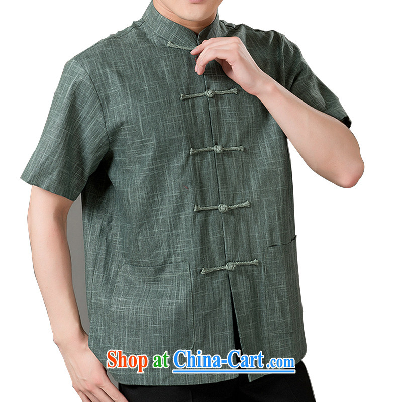 15 new, older men and the Chinese nation, leisure, for T-shirt cotton mA short-sleeved Chinese clothes hand-tie relaxed and comfortable green 4 XL, Charlene this Pavilion, shopping on the Internet