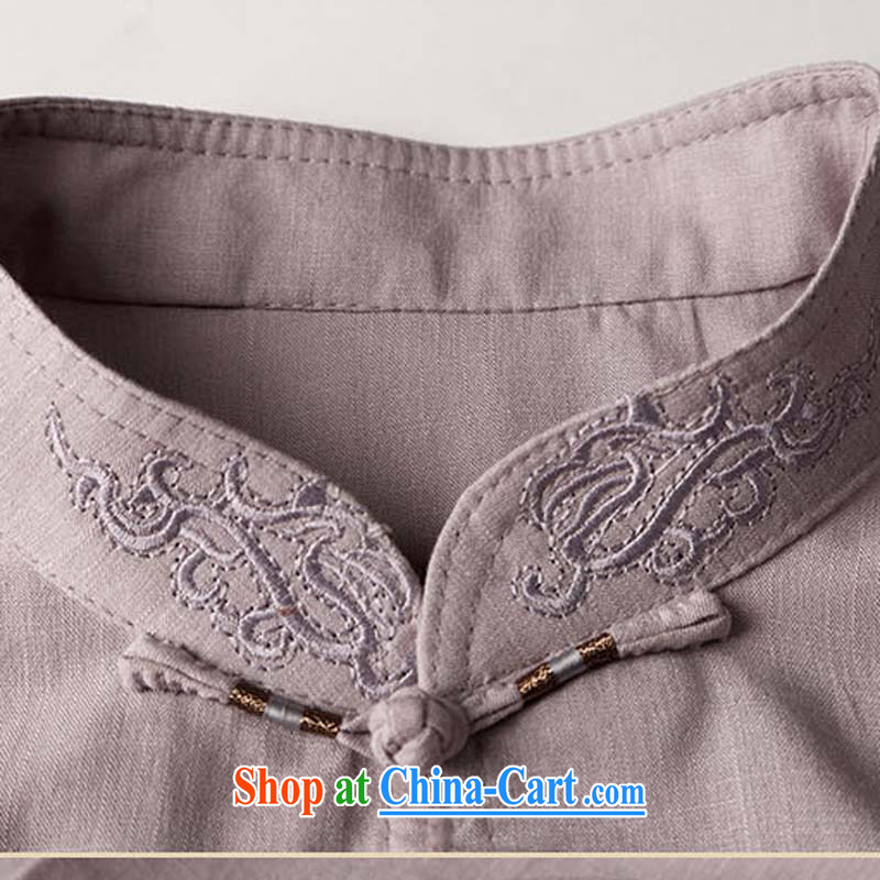 And 3 line summer new upscale and stylish men's short-sleeved embroidery cotton mA short-sleeved T-shirt with short Solid Color embroidery trend of Chinese, for summer short-sleeved Chinese wind embroidery t-shirt white XXXL/190, and mobile phone line (ge