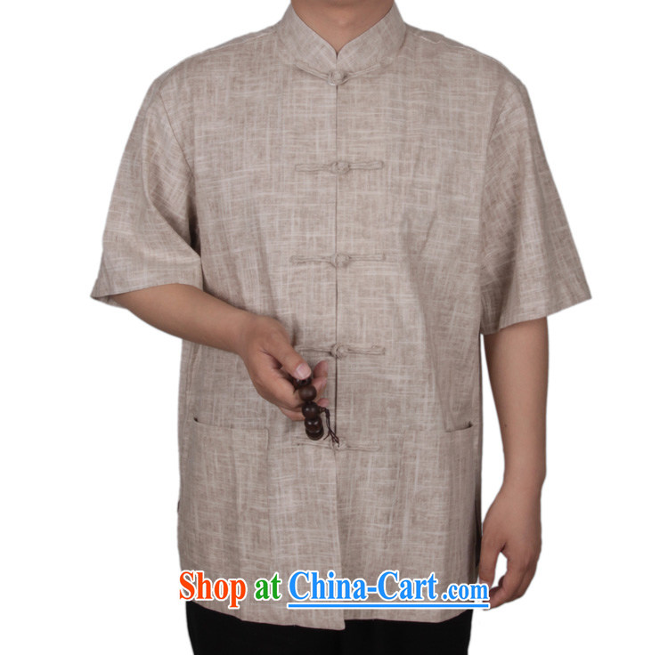 and mobile phone line new middle-aged and older Chinese men and summer Chinese cotton Ma short-sleeved Chinese T-shirt men's linen muslin Chinese Han-men and light gray XL/180 pictures, price, brand platters! Elections are good character, the national distribution, so why buy now enjoy more preferential! Health