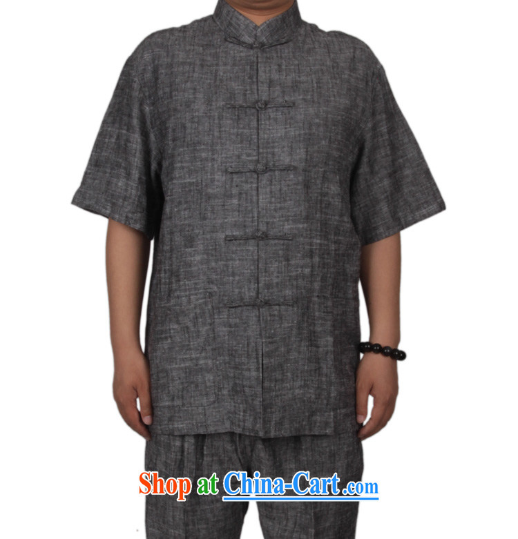 Summer in the cotton men's Chinese short-sleeve kit National wind in the summer old muslin cotton Ma clothing Chinese short-sleeve and collar-tie men and Kit Tang is dark gray XXXL/190 pictures, price, brand platters! Elections are good character, the national distribution, so why buy now enjoy more preferential! Health