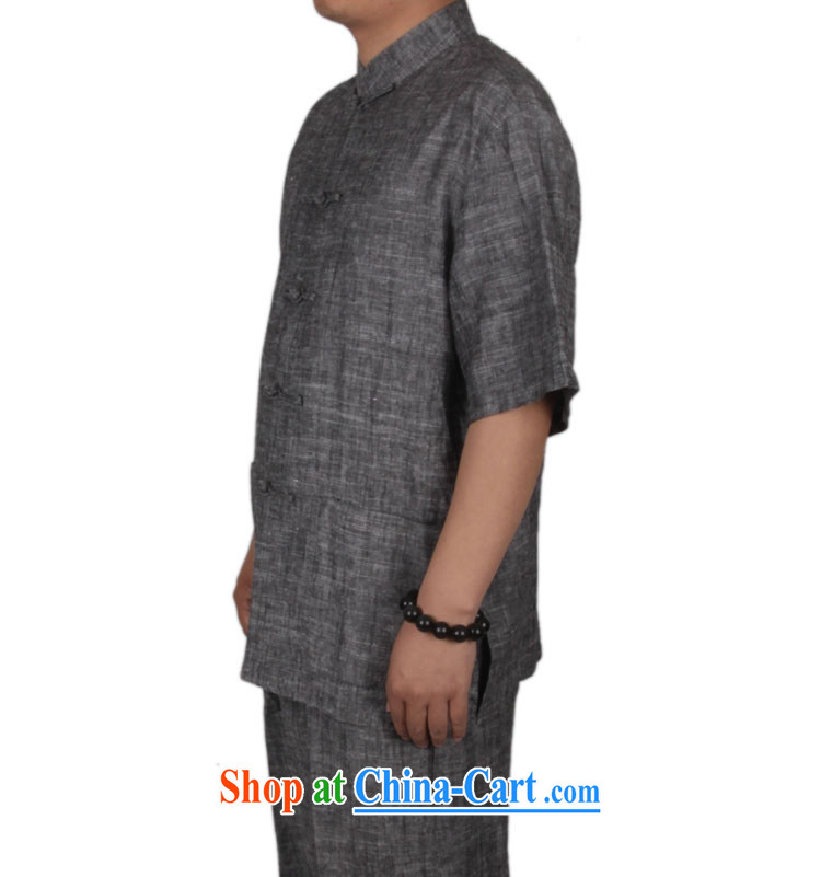 Summer in the cotton men's Chinese short-sleeve kit National wind in the summer old muslin cotton Ma clothing Chinese short-sleeve and collar-tie men and Kit Tang is dark gray XXXL/190 pictures, price, brand platters! Elections are good character, the national distribution, so why buy now enjoy more preferential! Health
