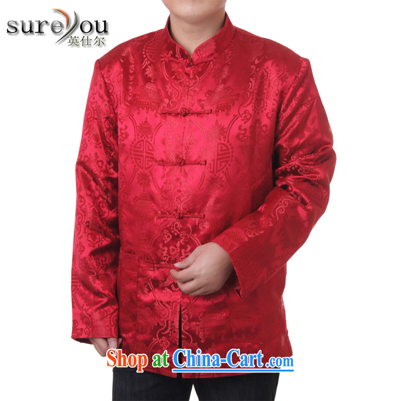 Sureyou men's spring new 7 grain for Chinese men and Chinese, for the charge-back Tang replacing the older jacket 713 deep red 190, the Mr Rafael Hui (sureyou), shopping on the Internet
