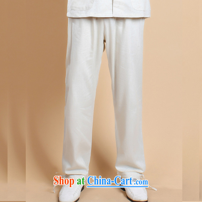 Take the 2014 new stylish summer, older father loaded male cotton the solid color antique Chinese lanterns trousers - 3 white XXXL, figure, and, shopping on the Internet