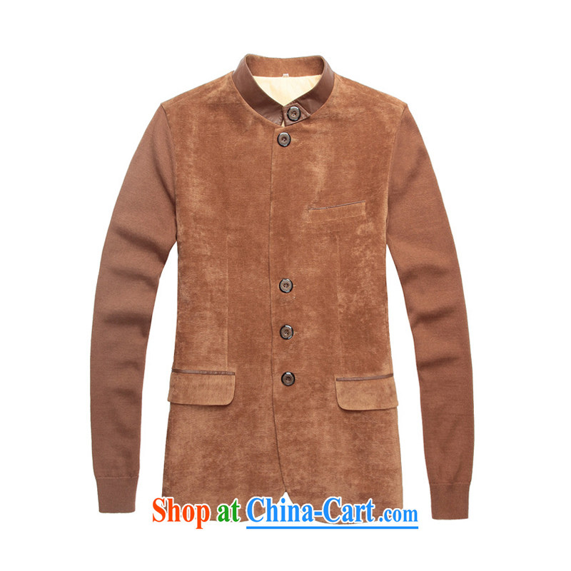 Waybelong male emulation The muslin PU leather collar China wind national smock - JK 1310094 brown L, than (waybelong), shopping on the Internet