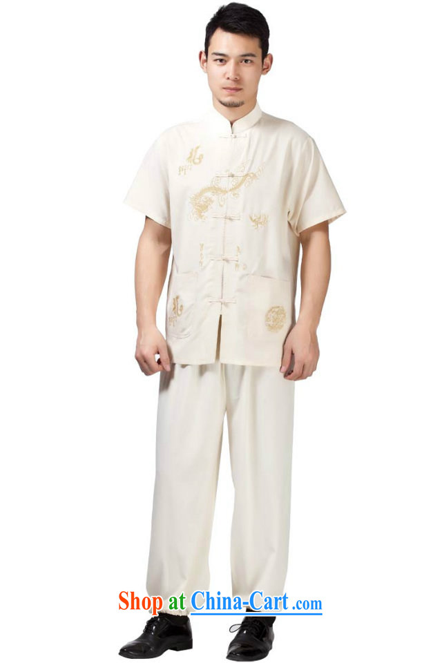 Yan Shu in older men and Ethnic Wind Tang with 15 new short-sleeve kit, for the charge-back embroidered dragon kung fu with Father morning exercise clothing - cotton Dragon beige short-sleeved 43 pictures, price, brand platters! Elections are good character, the national distribution, so why buy now enjoy more preferential! Health