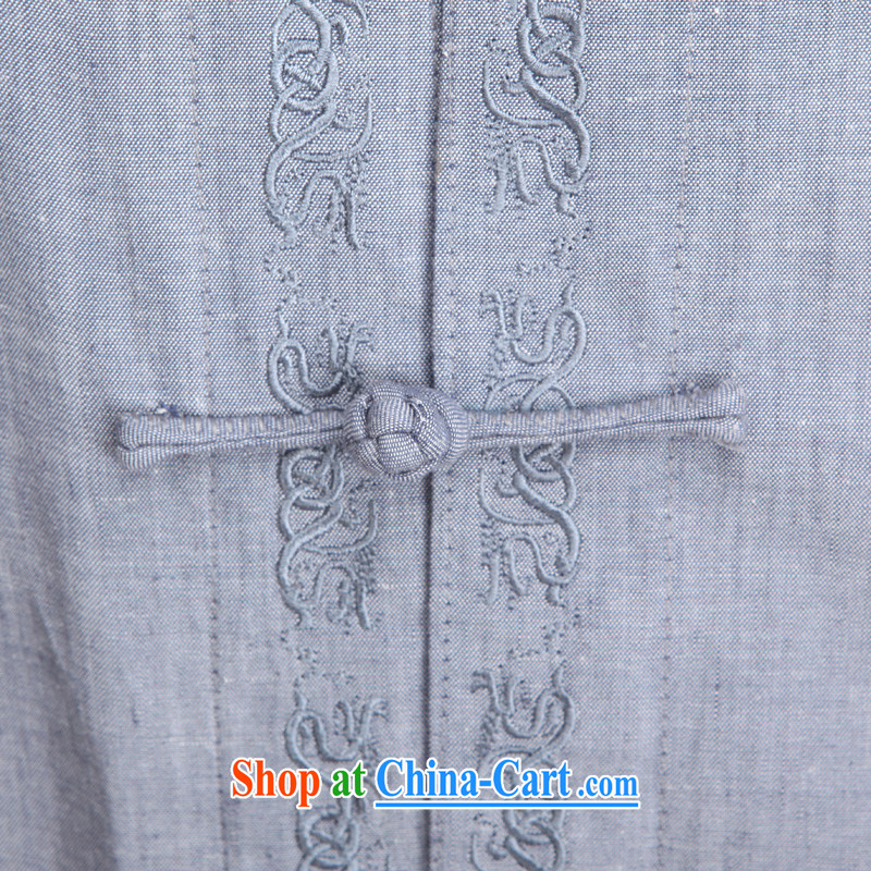 In summer, the elderly, and the fat men short-sleeved Tang with short-sleeve packaged Ethnic Wind Solid Color embroidery, older men and relaxed and comfortable, For embroidery Tang replace Kit blue-gray XXXXL/195, and mobile phone line (gesaxing), and, on