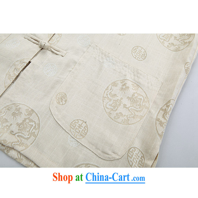New Products summer men's linen round nylon case with China wind units, the Commission adopted the tie short sleeve installed, older men's summer Chinese half sleeve linen round Kowloon Tong with beige XXXL/190, and mobile phone line (gesaxing), and, on-l