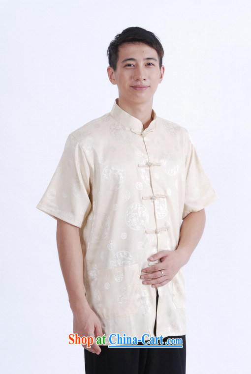 And Jing Ge older Chinese men and summer Chinese improved 9 has the short Chinese men's short-sleeved larger male beige L pictures, price, brand platters! Elections are good character, the national distribution, so why buy now enjoy more preferential! Health