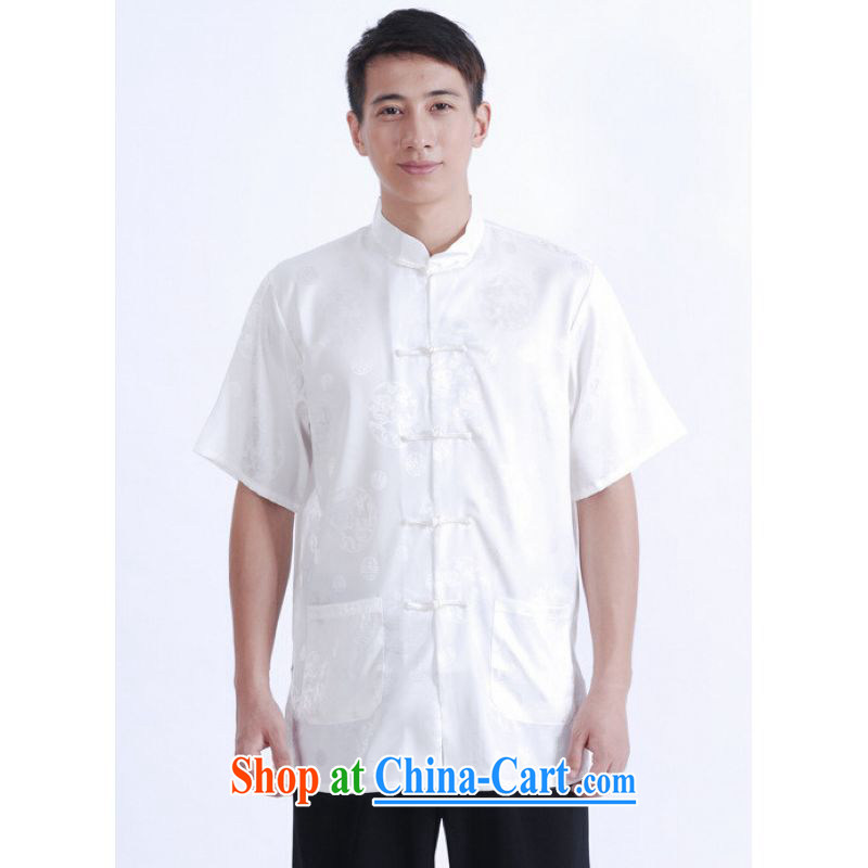 And Jing Ge older Chinese men and summer Chinese improved 9 has the Chinese men's short-sleeved larger male white L