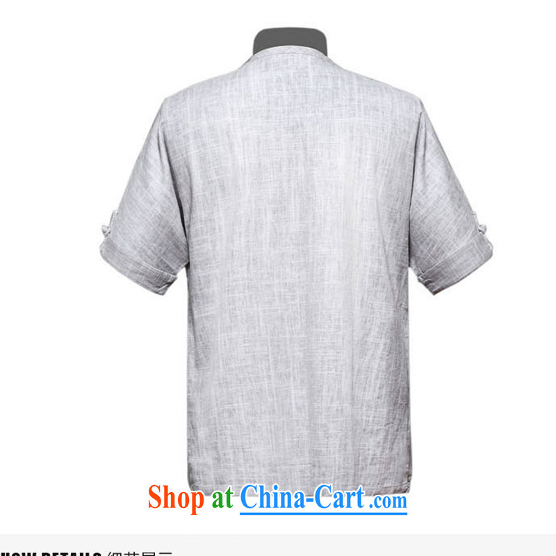 Men in the program the Commission short-sleeved T-shirt Chinese new upscale cotton mA short-sleeved Chinese men and Chinese, for the programs the Commission national costumes relaxed and comfortable father is light gray XXXL/190, and mobile phone line (ge
