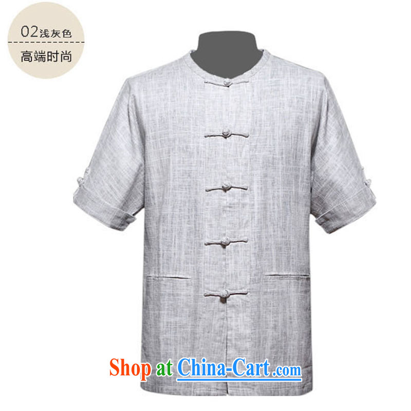 Men in the program the Commission short-sleeved T-shirt Chinese new upscale cotton mA short-sleeved Chinese men and Chinese, for the programs the Commission national costumes relaxed and comfortable father is light gray XXXL/190, and mobile phone line (ge