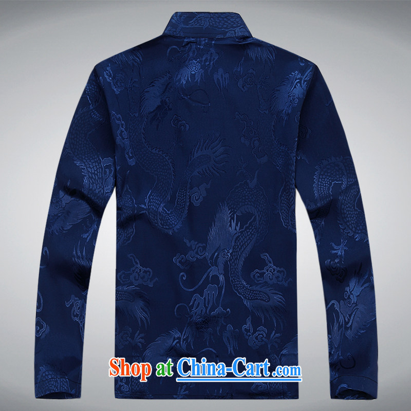 Hi concentric elderly fall and winter men's thin cotton long-sleeved Chinese men and replace old clothing Tang in older men and Tang with dark blue XXXL, concentricity, and shopping on the Internet