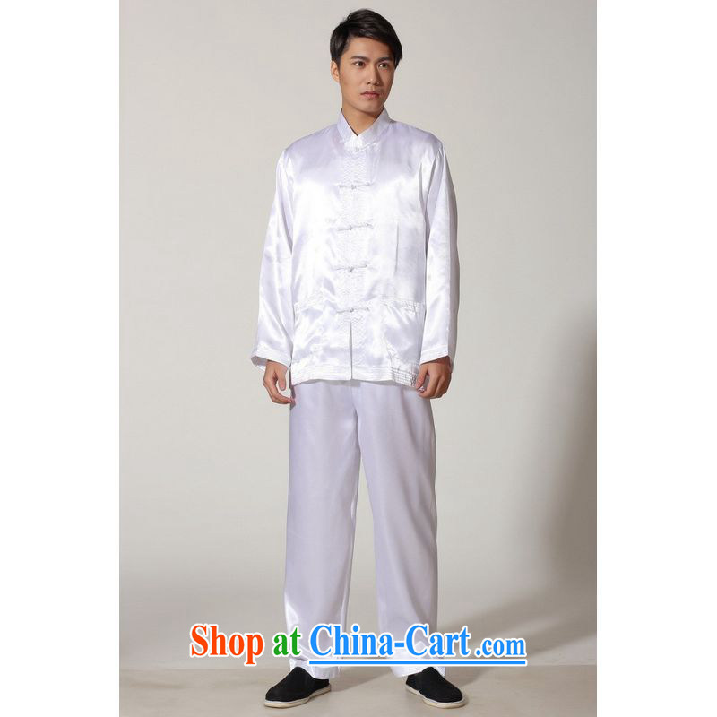 And Jing Ge older Chinese men and summer, for silk men's long-sleeved package the code men's kung fu kit M 3013 white XXL