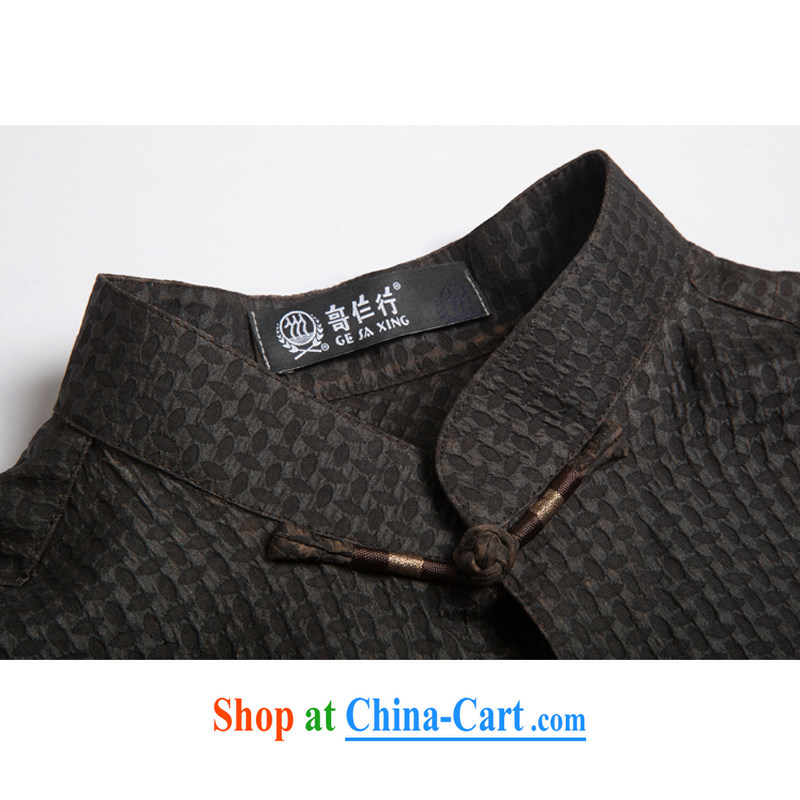 new, genuine sauna silk ethnic-Chinese father with short-sleeved T-shirt and it is estimated that silk shirt short-sleeved silk fragrant cloud yarn Chinese men's Sauna silk short-sleeved brown L/175, and mobile phone line (gesaxing), on-line shopping