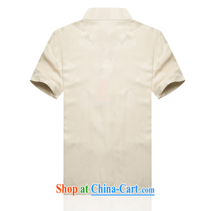 In the summer, the Kowloon Yau Ma Tei cotton short-sleeved T-shirt men's short-sleeved short T-shirt with the old round-hi half sleeve Tang with his father's summer Chinese Han-father with beige XXXL/190, and mobile phone line (gesaxing), and, on-line sho