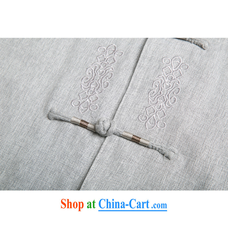 1702 CD new, genuine older persons in summer wear men's cotton the Chinese Embroidery linen cotton men's clothing, short-sleeved Tang with gray L/175, and mobile phone line (gesaxing), and, on-line shopping
