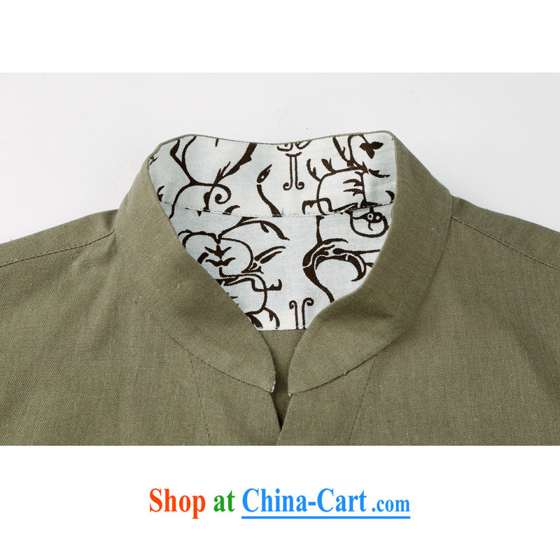 The original old cotton Ma men and Tang with long sleeved shirt China wind Chinese men and cotton the spring and long, male Chinese T-shirt ethnic wind men's cotton MA, for Chinese Army green XXXL/190, and mobile phone line (gesaxing), and, on-line shoppi