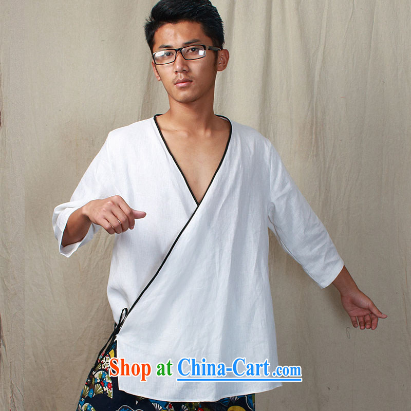 elections the Qin weaving -- original design China 7 cuff linen men's Lounge, served white XL/maximum, the Qin, and shopping on the Internet