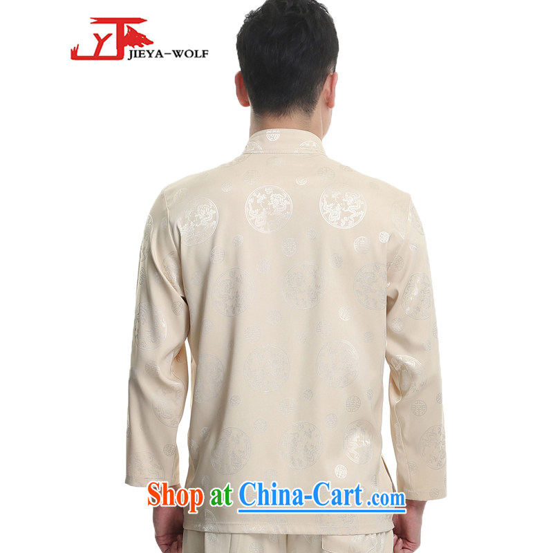 Jack And Jacob - Wolf JIEYA - WOLF 2015 new spring loaded Tang men's long-sleeved Kit men Tang is stylish, and the Kowloon Star silk, beige 180/XL, JIEYA - WOLF, shopping on the Internet